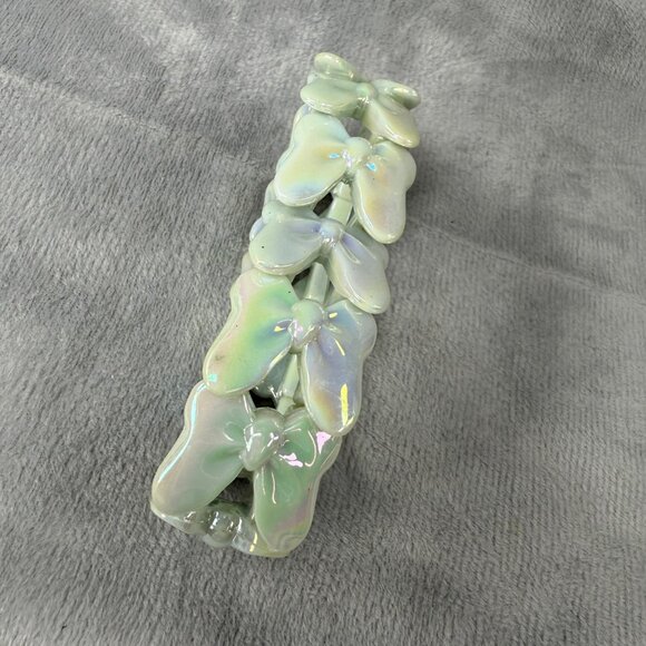 Butterfly Shape Beaded Bracelet Double Hole Beads Iridescent Stretch Adjustable - Picture 10 of 14